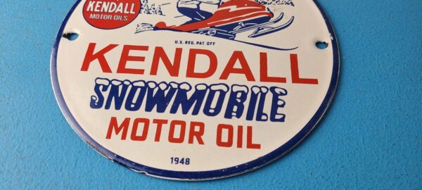 Vintage Kendall Gas Sign Snowmobile Sport Vehicle Oil Porcelain Sign 305755495563 11