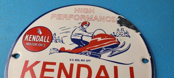 Vintage Kendall Gas Sign Snowmobile Sport Vehicle Oil Porcelain Sign 305755495563 12