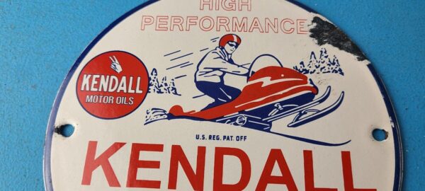 Vintage Kendall Gas Sign Snowmobile Sport Vehicle Oil Porcelain Sign 305755495563 2