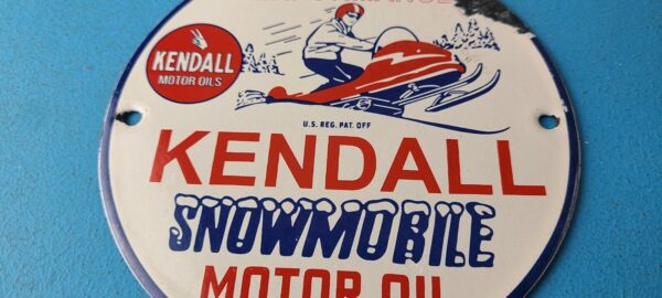 Vintage Kendall Gas Sign Snowmobile Sport Vehicle Oil Porcelain Sign 305755495563 3