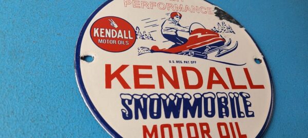 Vintage Kendall Gas Sign Snowmobile Sport Vehicle Oil Porcelain Sign 305755495563 5