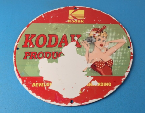 Vintage Kodak Camera Sign Photos Manufacturer Picture Gas Pump Porcelain Sign 305874277153