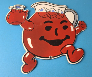 Vintage Kool Aid Sign Fruit Beverage Mix Powder Piggly Porcelain Gas Pump Sign 305863549263