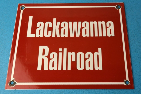 Vintage Lackawanna Railroad Sign Porcelain Train Ticket Station Sign 305703448903