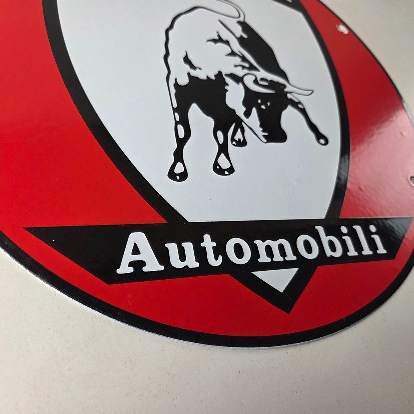 Vintage Lamborghini Sports Car Sign - Auto Service Dealer Gas Porcelain Sign - Image 11