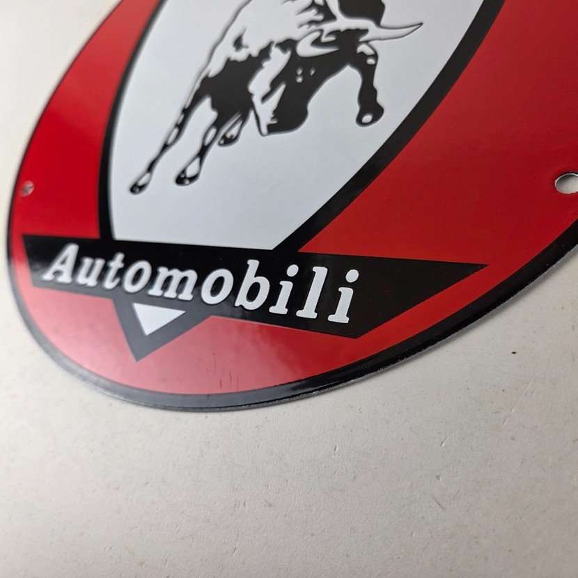 Vintage Lamborghini Sports Car Sign - Auto Service Dealer Gas Porcelain Sign - Image 14