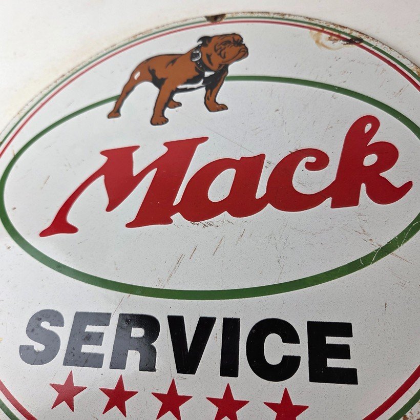 Vintage Mack Trucks Sign - 5 Star Sales & Service Gas Pump Porcelain Ad Sign - Image 4