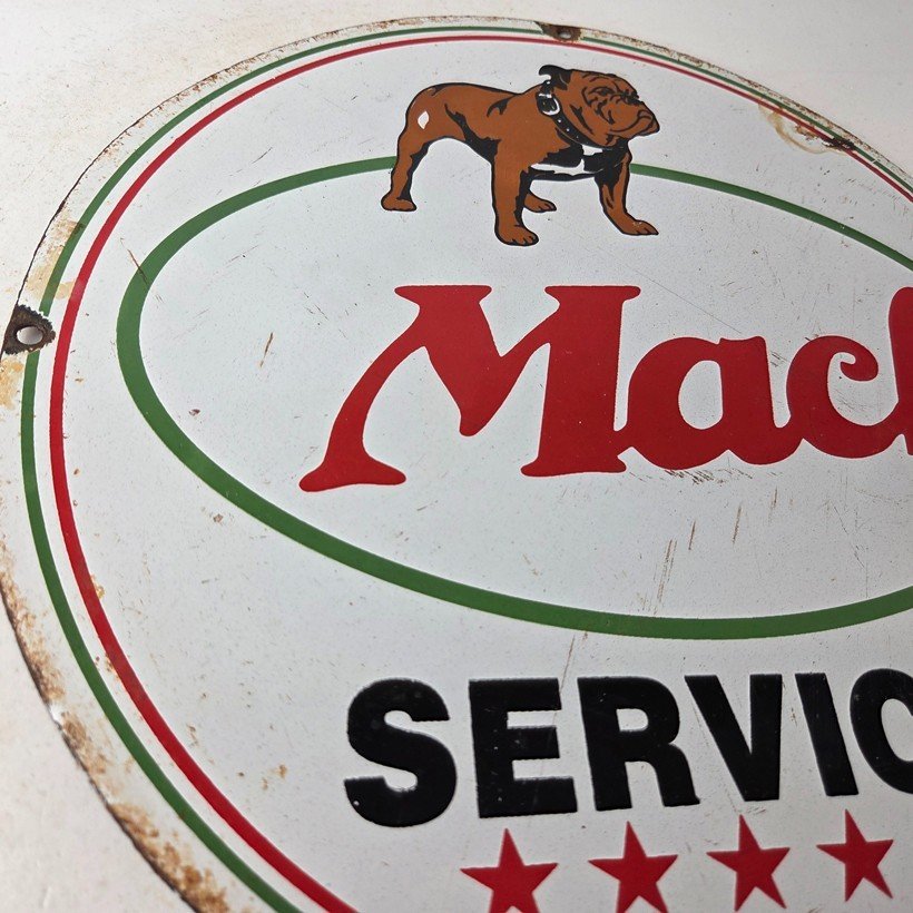 Vintage Mack Trucks Sign - 5 Star Sales & Service Gas Pump Porcelain Ad Sign - Image 6