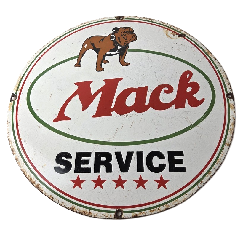 Vintage Mack Trucks Sign - 5 Star Sales & Service Gas Pump Porcelain Ad Sign