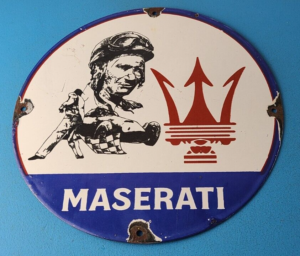 Vintage Maserati Sports Car Sign Auto Service Dealer Gas Porcelain Sign 305870029893