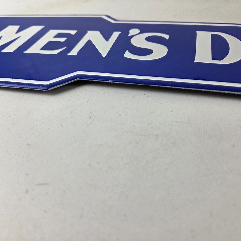 Vintage Men's Department Porcelain Sign - Directional Arrow Porcelain Pump Sign - Image 10