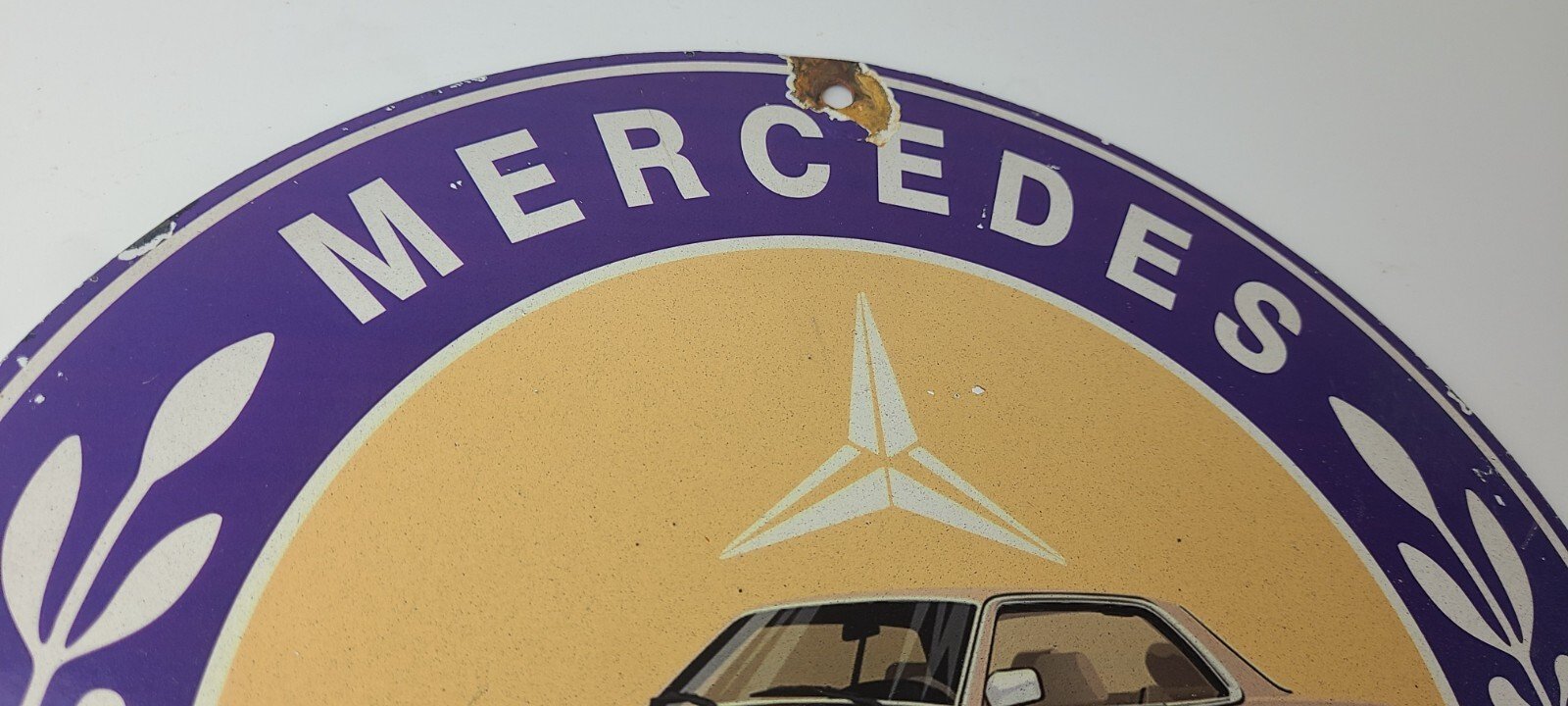 Vintage Mercedes Benz Sign - Porcelain Auto Shop Disney Duck Gas Pump Plate Sign - Image 5