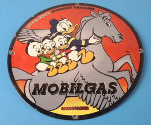 Vintage Mobil Sign Pegasus Mobilgas Disney Gas Oil Pump Service Porcelain Sign 305899020933