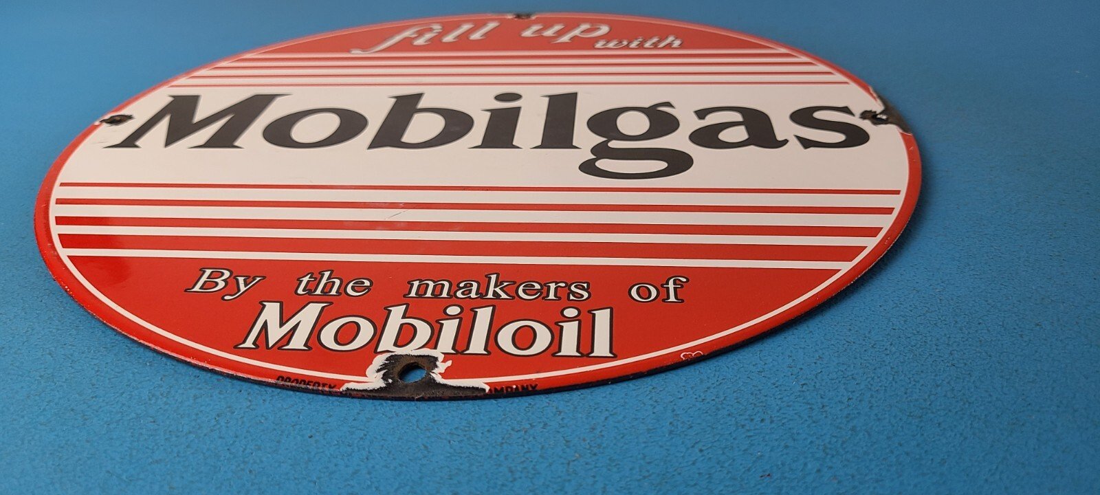 Vintage Mobilgas Porcelain Sign - Mobil Fill Up Porcelain Gas Pump Plate Sign - Image 11