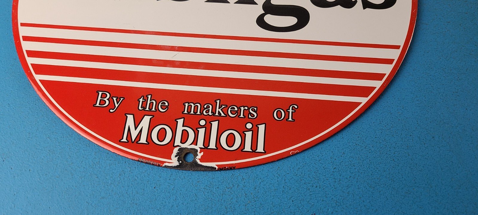 Vintage Mobilgas Porcelain Sign - Mobil Fill Up Porcelain Gas Pump Plate Sign - Image 12
