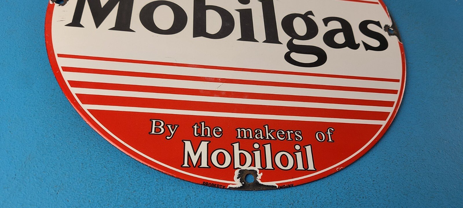 Vintage Mobilgas Porcelain Sign - Mobil Fill Up Porcelain Gas Pump Plate Sign - Image 7