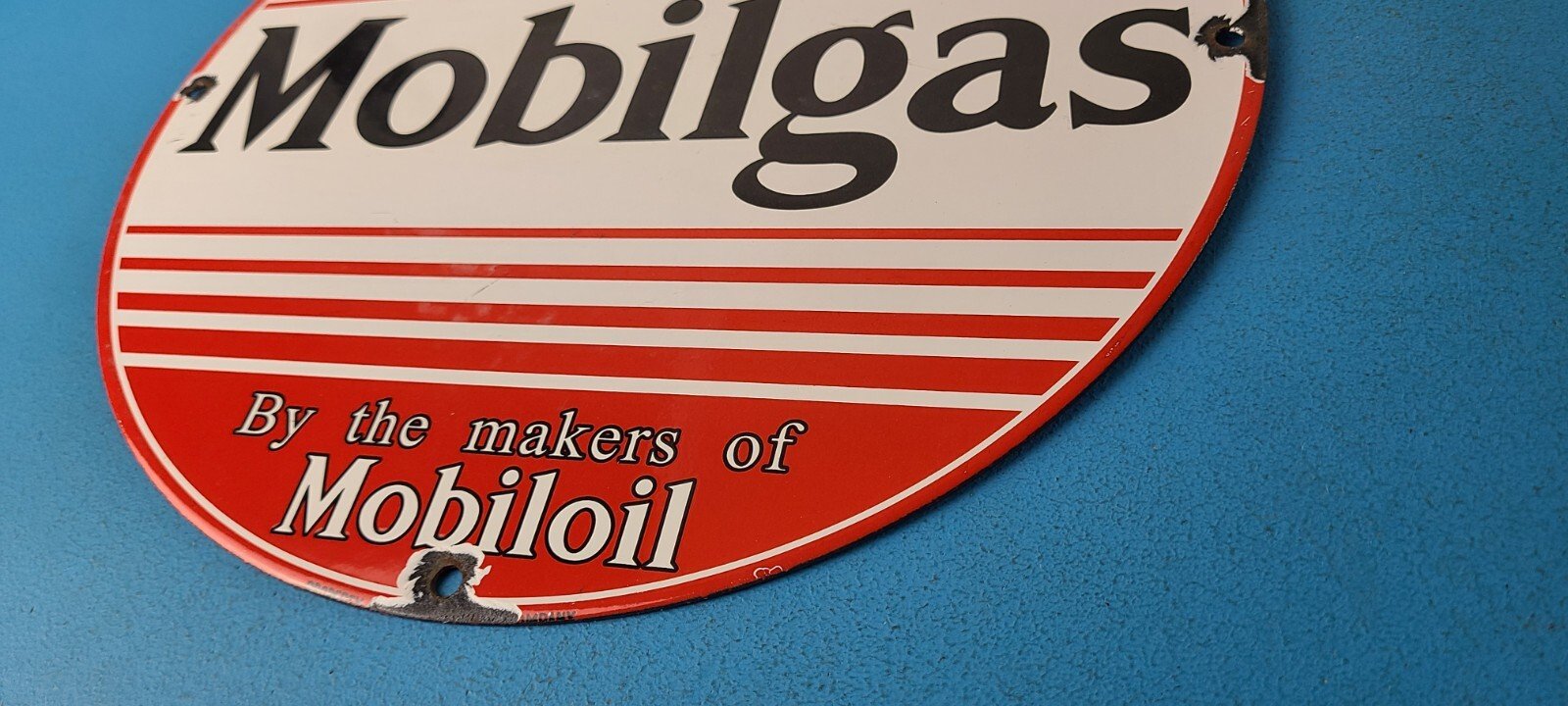 Vintage Mobilgas Porcelain Sign - Mobil Fill Up Porcelain Gas Pump Plate Sign - Image 10