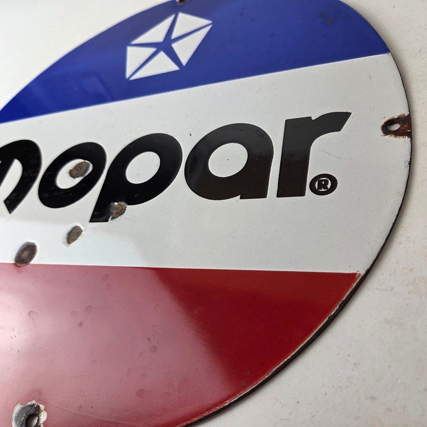 Vintage Mopar Chrysler Porcelain Sign - Automobile Plymouth Gas Pump Ad Sign - Image 13