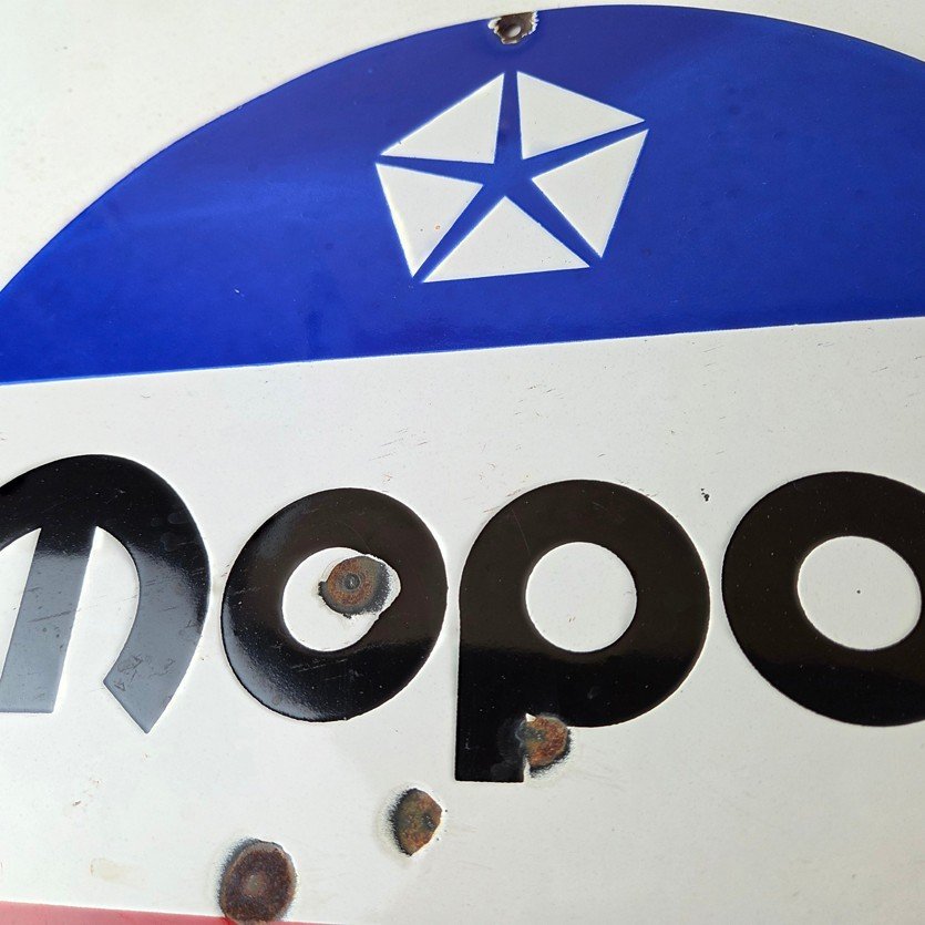 Vintage Mopar Chrysler Porcelain Sign - Automobile Plymouth Gas Pump Ad Sign - Image 3