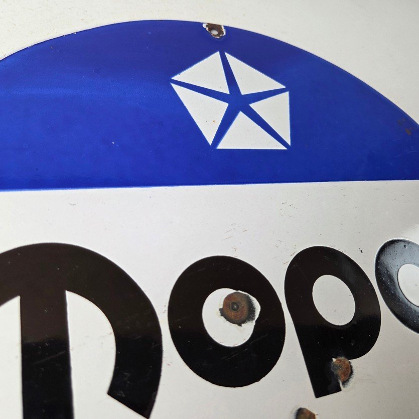 Vintage Mopar Chrysler Porcelain Sign - Automobile Plymouth Gas Pump Ad Sign - Image 5