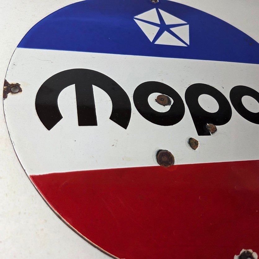 Vintage Mopar Chrysler Porcelain Sign - Automobile Plymouth Gas Pump Ad Sign - Image 6