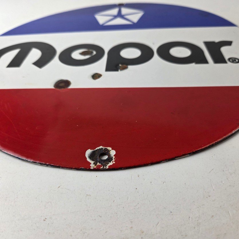 Vintage Mopar Chrysler Porcelain Sign - Automobile Plymouth Gas Pump Ad Sign - Image 10