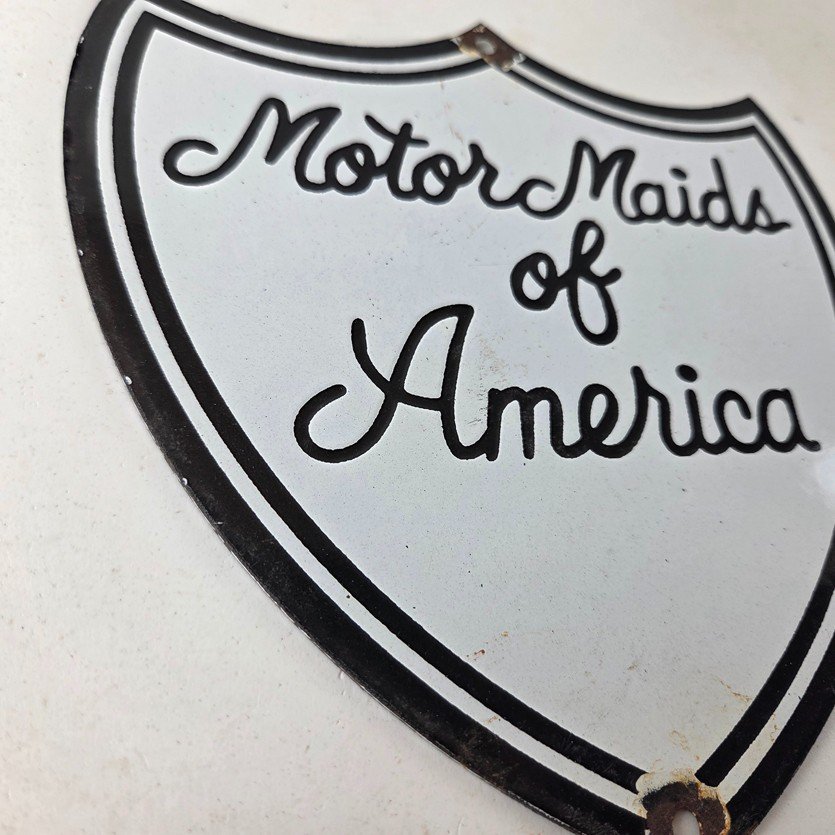 Vintage Motor Maids of America Porcelain Sign - Women's Motorcycle Club Sign - Image 6