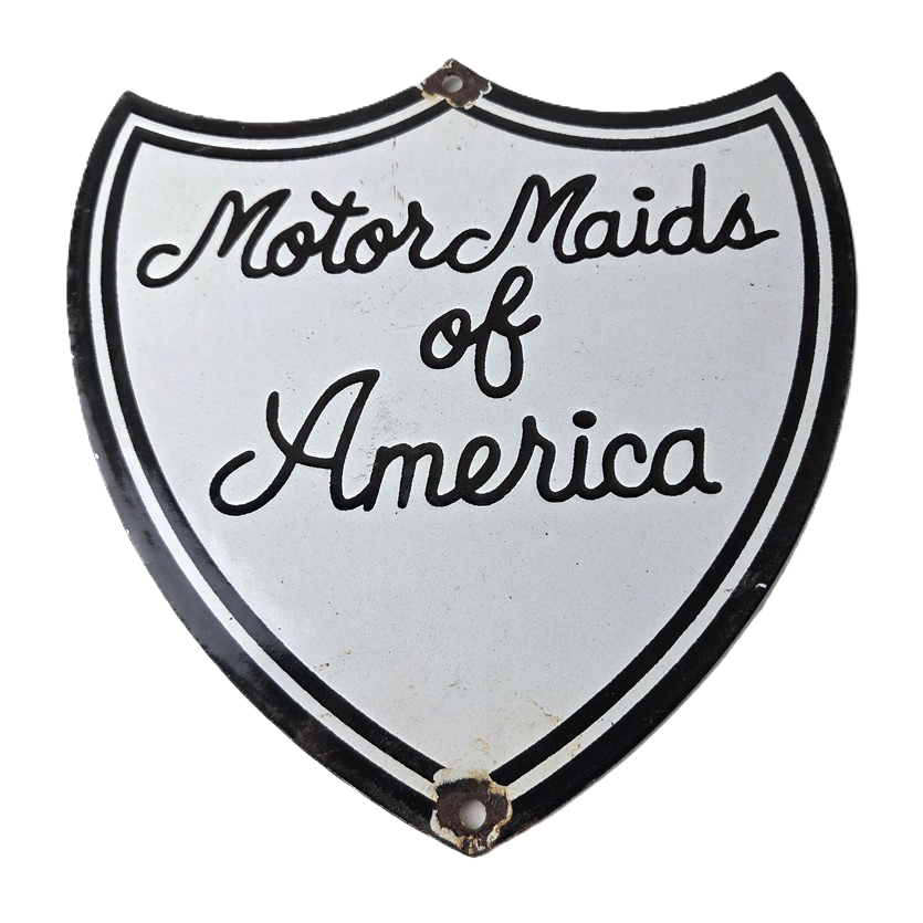 Vintage Motor Maids of America Porcelain Sign - Women's Motorcycle Club Sign