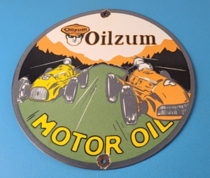 Vintage Oilzum Motor Oil Sign Porcelain Gasoline Pump Racing Sign 305853022023