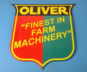 Vintage Oliver Farm Sign Barn Tractor Machinery Auto Gas Pump Porcelain Sign 305887897063