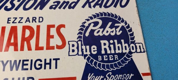 Vintage Pabst Beer Sign Adult Beverage Blue Ribbon Gas Pump Porcelain Sign 305751860693 2