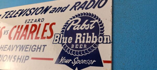 Vintage Pabst Beer Sign Adult Beverage Blue Ribbon Gas Pump Porcelain Sign 305751860693 9