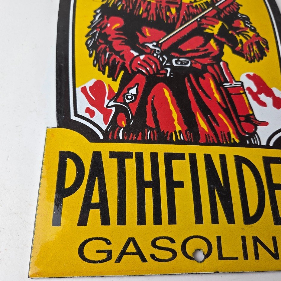 Vintage Pathfinder Gasoline Sign - Porcelain Gas Motor Oil Pump Advertising Sign - Image 11