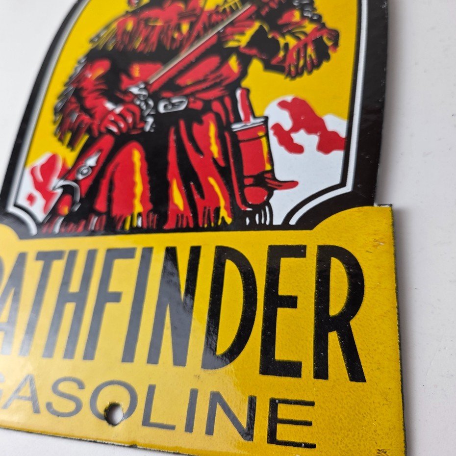 Vintage Pathfinder Gasoline Sign - Porcelain Gas Motor Oil Pump Advertising Sign - Image 14