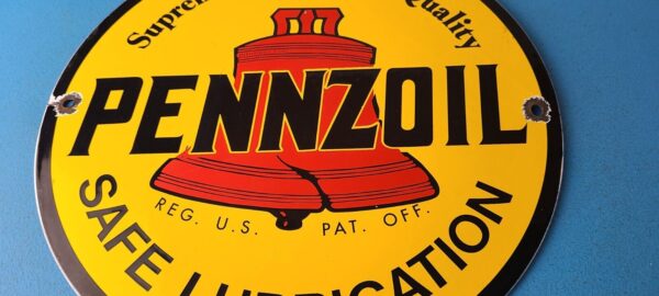 Vintage Pennzoil Sign Lubrication Gas Service Station Pump Porcelain Sign 305714502393 11