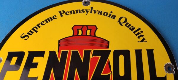 Vintage Pennzoil Sign Lubrication Gas Service Station Pump Porcelain Sign 305714502393 12