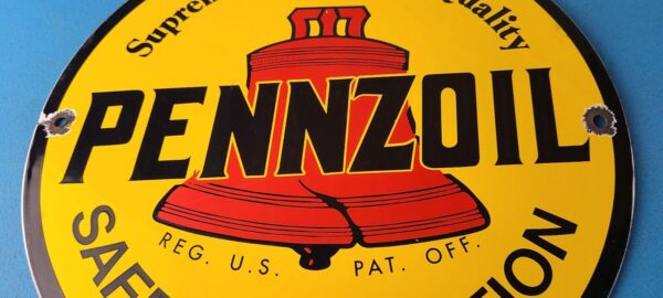 Vintage Pennzoil Sign Lubrication Gas Service Station Pump Porcelain Sign 305714502393 3