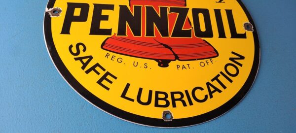 Vintage Pennzoil Sign Lubrication Gas Service Station Pump Porcelain Sign 305714502393 6