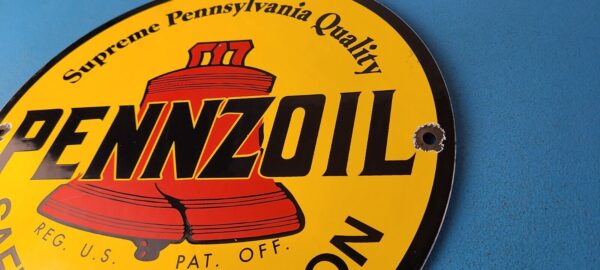 Vintage Pennzoil Sign Lubrication Gas Service Station Pump Porcelain Sign 305714502393 8