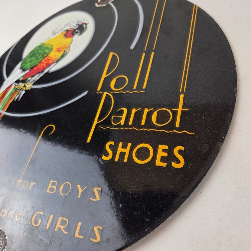Vintage Poll Parrot Shoes Sign - Porcelain Gas Pump Service Station Sign - Image 13