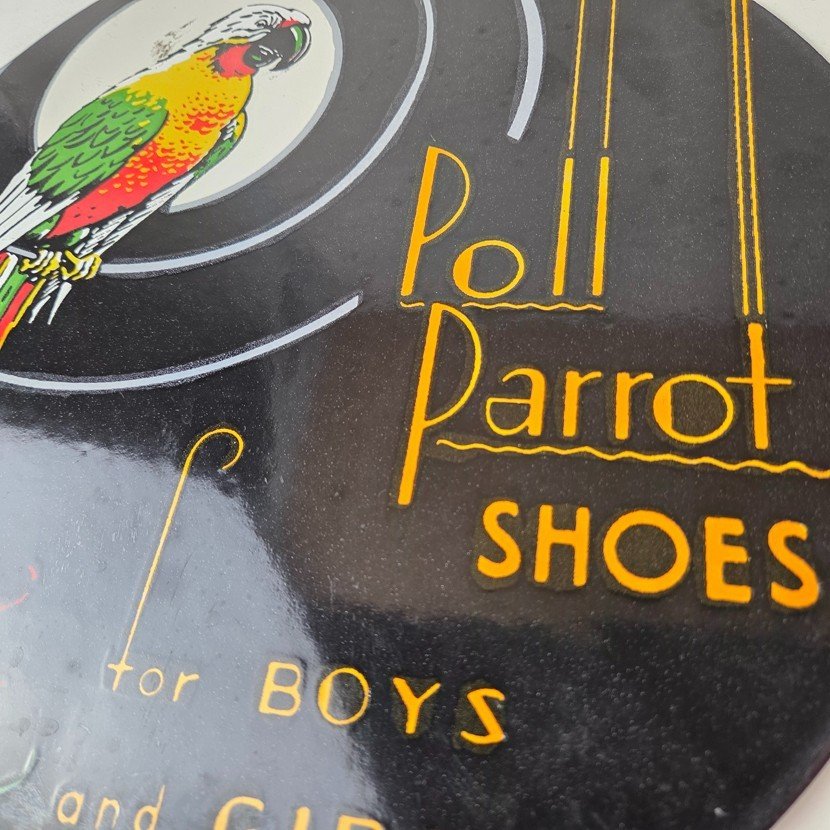 Vintage Poll Parrot Shoes Sign - Porcelain Gas Pump Service Station Sign - Image 4