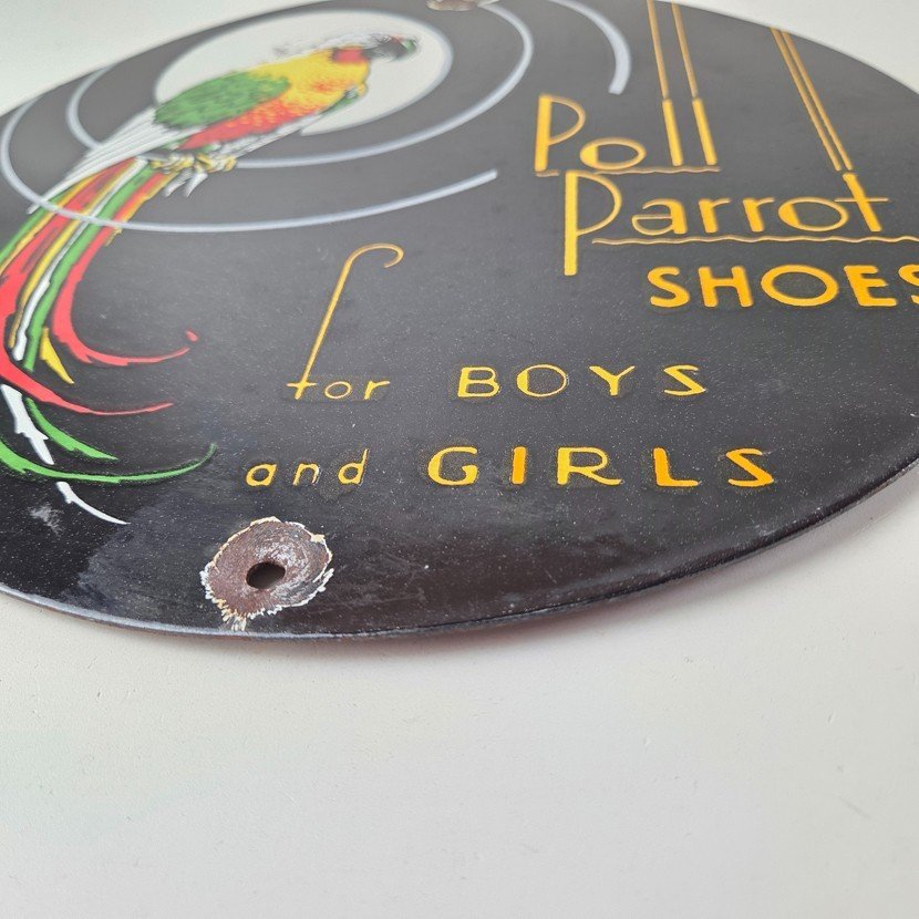 Vintage Poll Parrot Shoes Sign - Porcelain Gas Pump Service Station Sign - Image 10