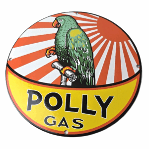Vintage Polly Motor Oil Sign - Porcelain Premium Gasoline Pump Sign