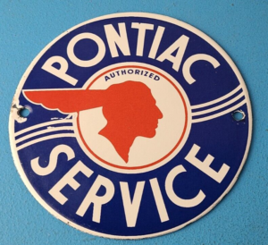 Vintage Pontiac Automobiles Sign Automobilia Porcelain Gas Pump Sign 305870745993