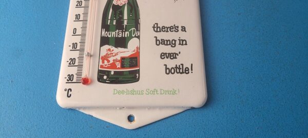 Vintage Porcelain Sign Mountain Dew Gasoline Pump Ad Sign On Thermometer 305707265563 11