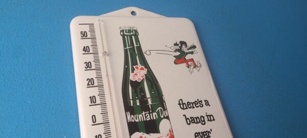 Vintage Porcelain Sign Mountain Dew Gasoline Pump Ad Sign On Thermometer 305707265563 4