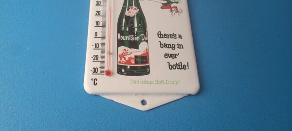 Vintage Porcelain Sign Mountain Dew Gasoline Pump Ad Sign On Thermometer 305707265563 6