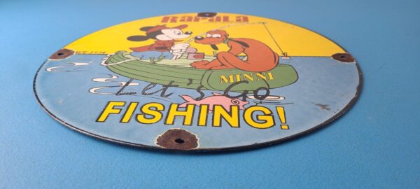 Vintage Rapala Sign Mickey Mouse Pluto Fishing Tackle Lures Gas Oil Pump Sign 305779208273 10