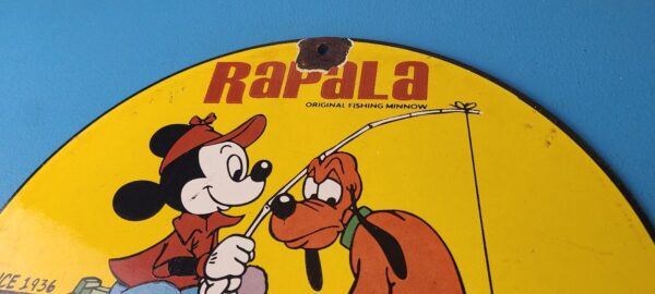 Vintage Rapala Sign Mickey Mouse Pluto Fishing Tackle Lures Gas Oil Pump Sign 305779208273 7