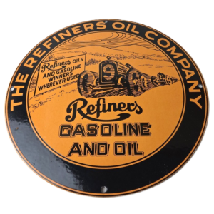 Vintage Refiners Porcelain Sign - Motor Oil Company Service Station Pump Sign